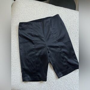 Chelsea Mak Black Satin Bermuda Shorts